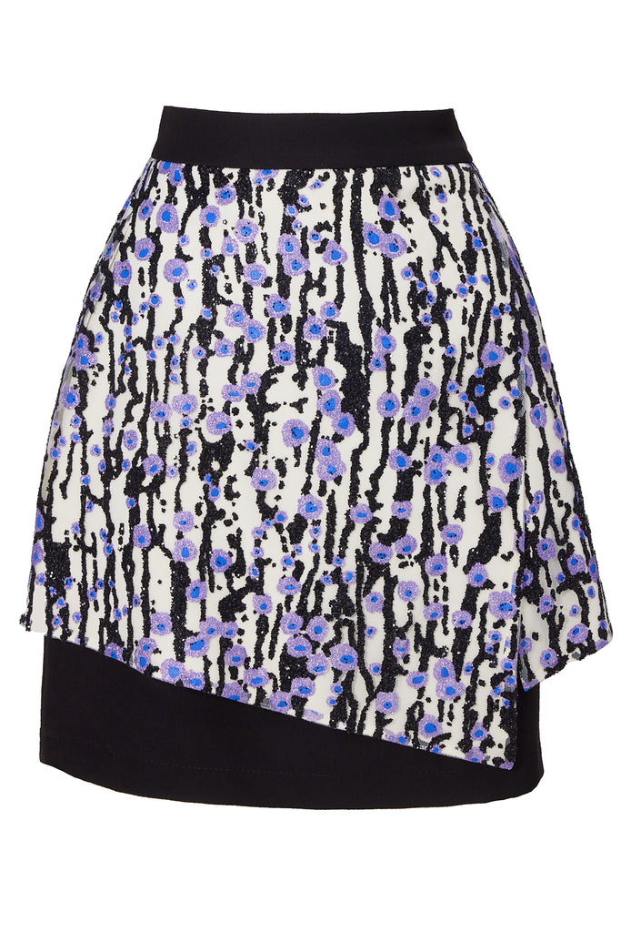 High-Waisted Multi-Layered Mini Skirt With Patent Belt Liliac