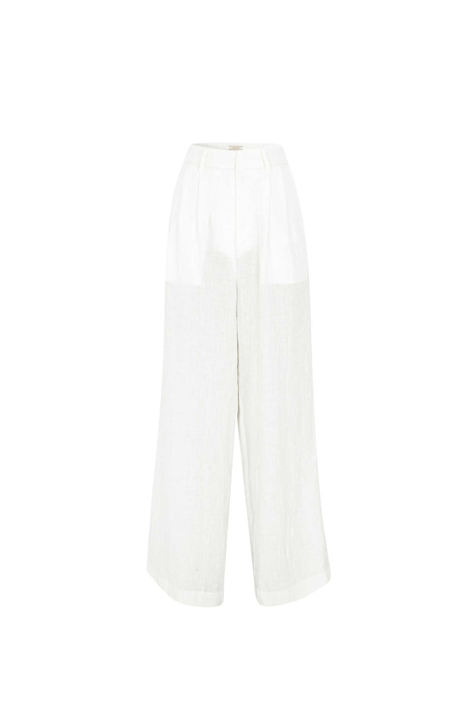 Wide Linen Pants (White)