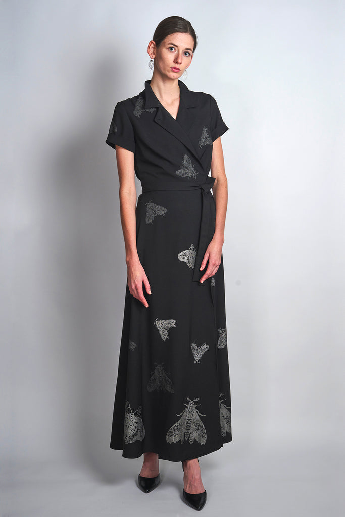 Black Dress Silver Moths