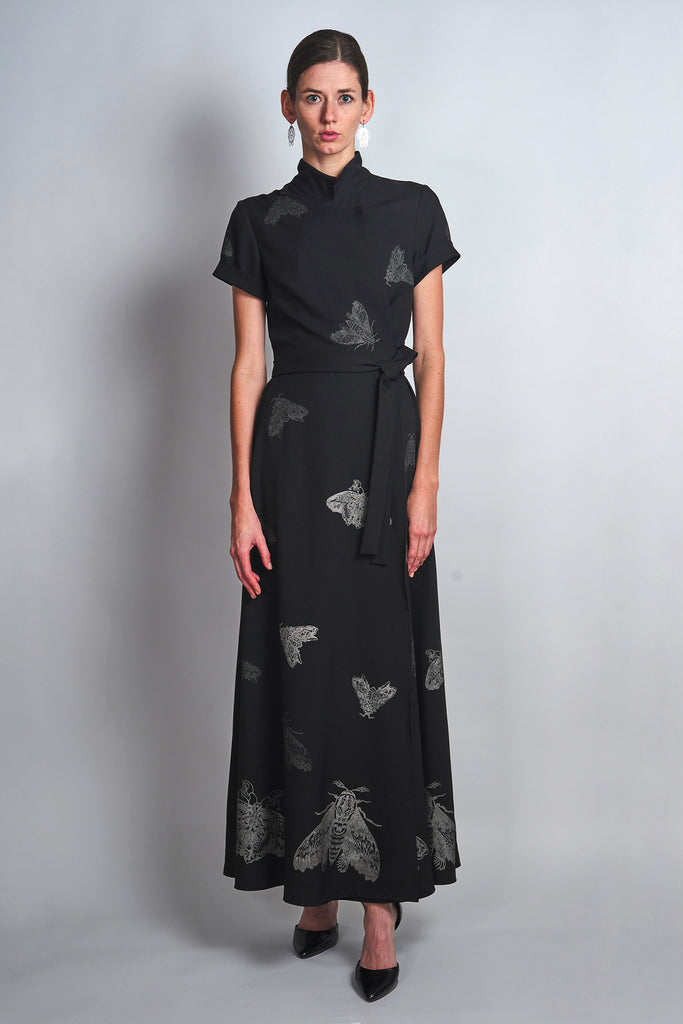 Black Dress Silver Moths