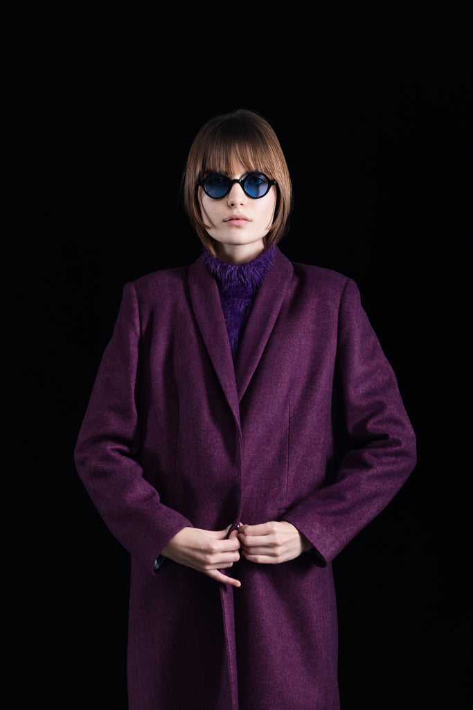Fashion Single-Breasted Maxi Coat - Violet