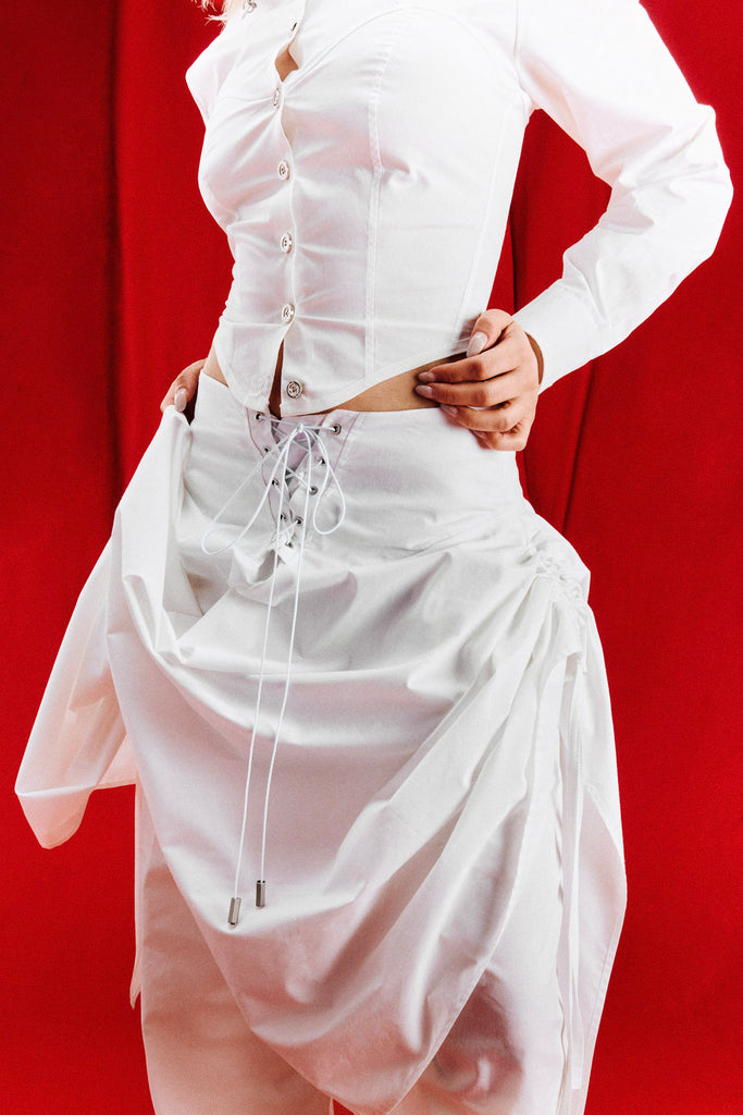 Hybrid Skirt Trousers - White