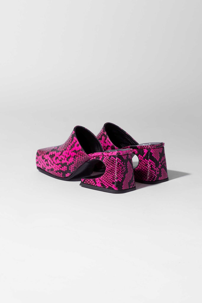 NEON FUXY PINK SNAKE SASSY MULE