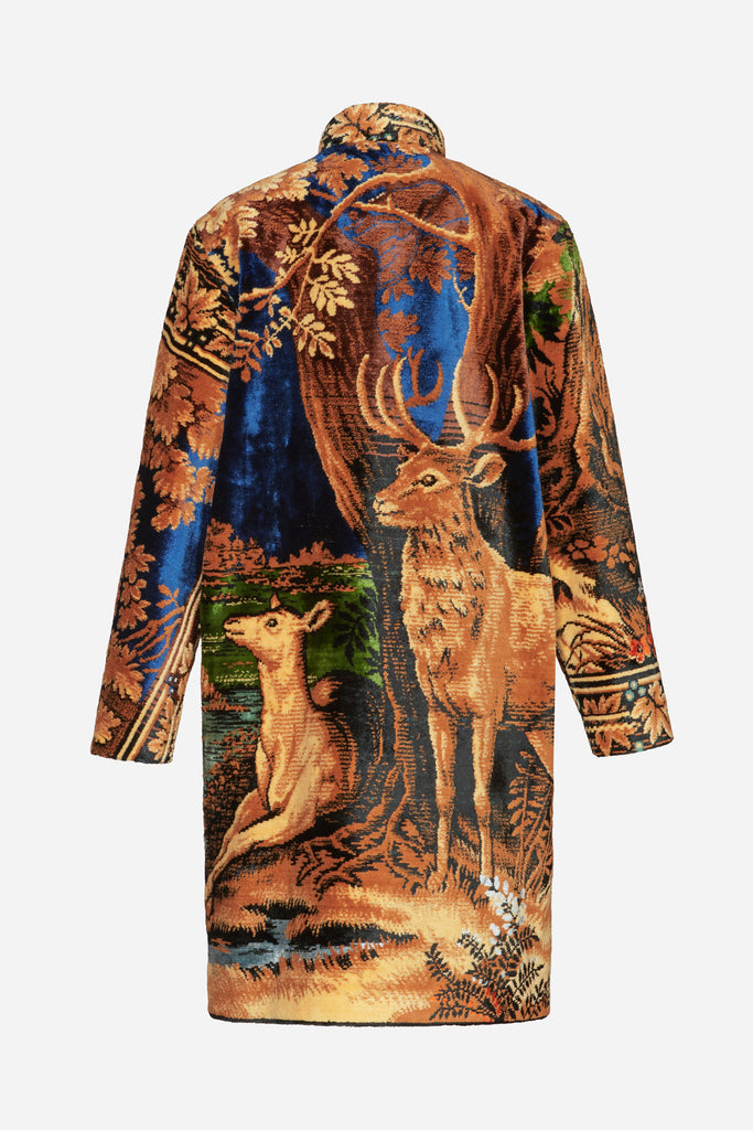 Deer print tapestry coat