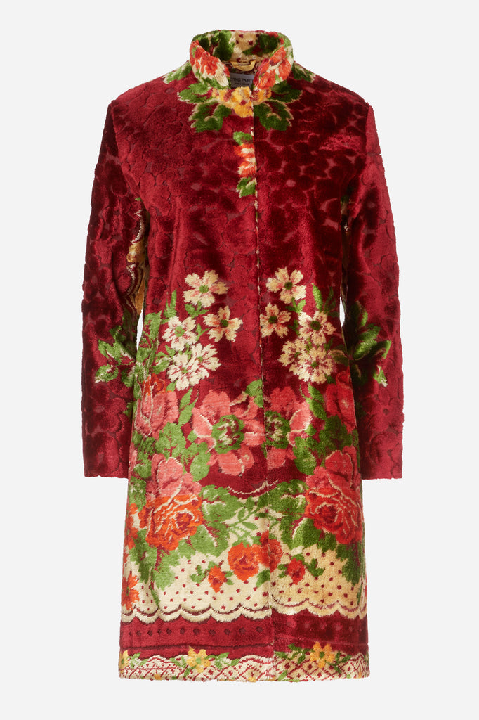 Floral print tapestry coat