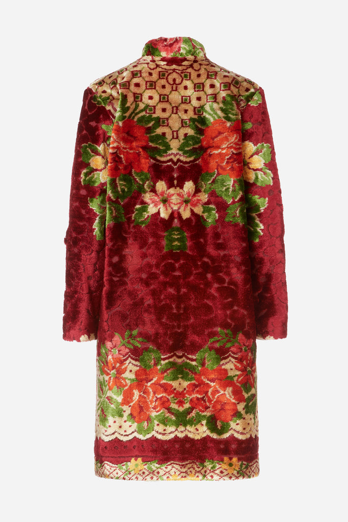 Floral print tapestry coat