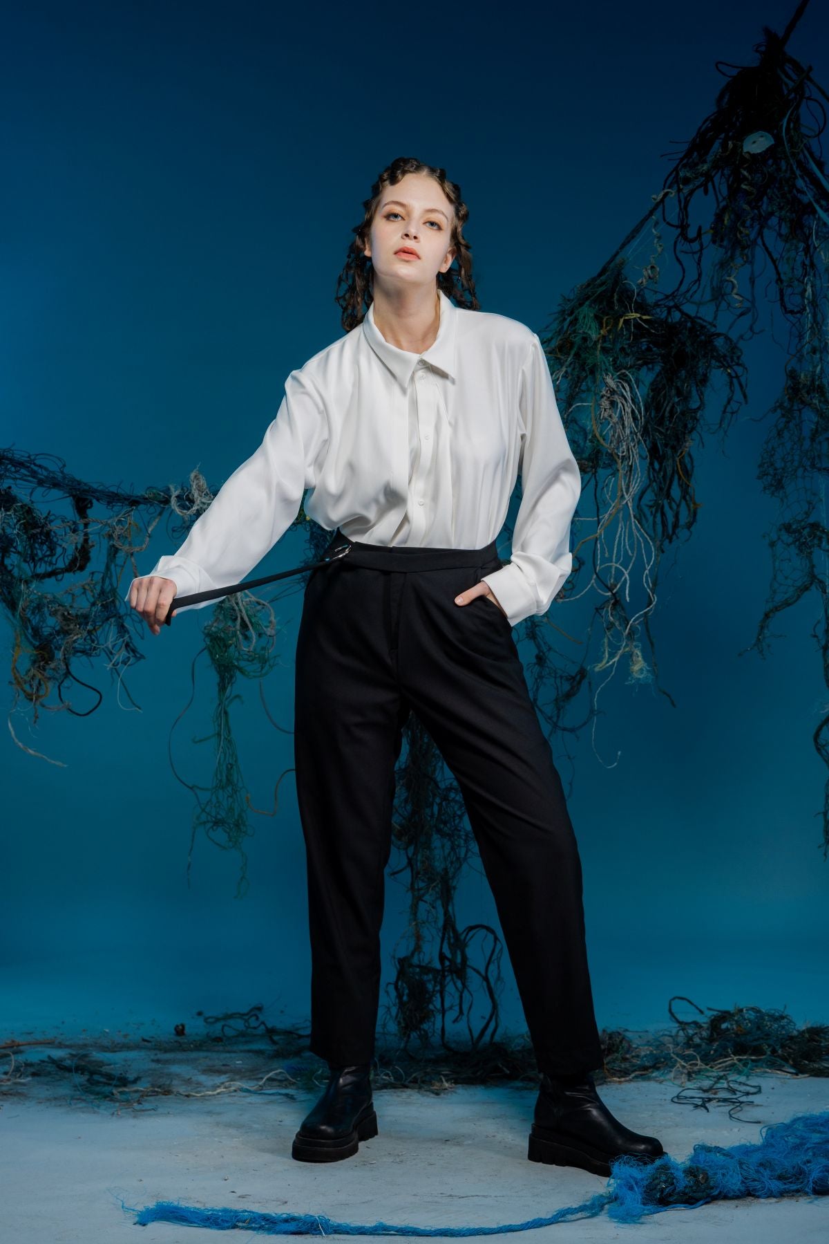 Adjustable Strap Deconstructed Suit Trousers - Studio183