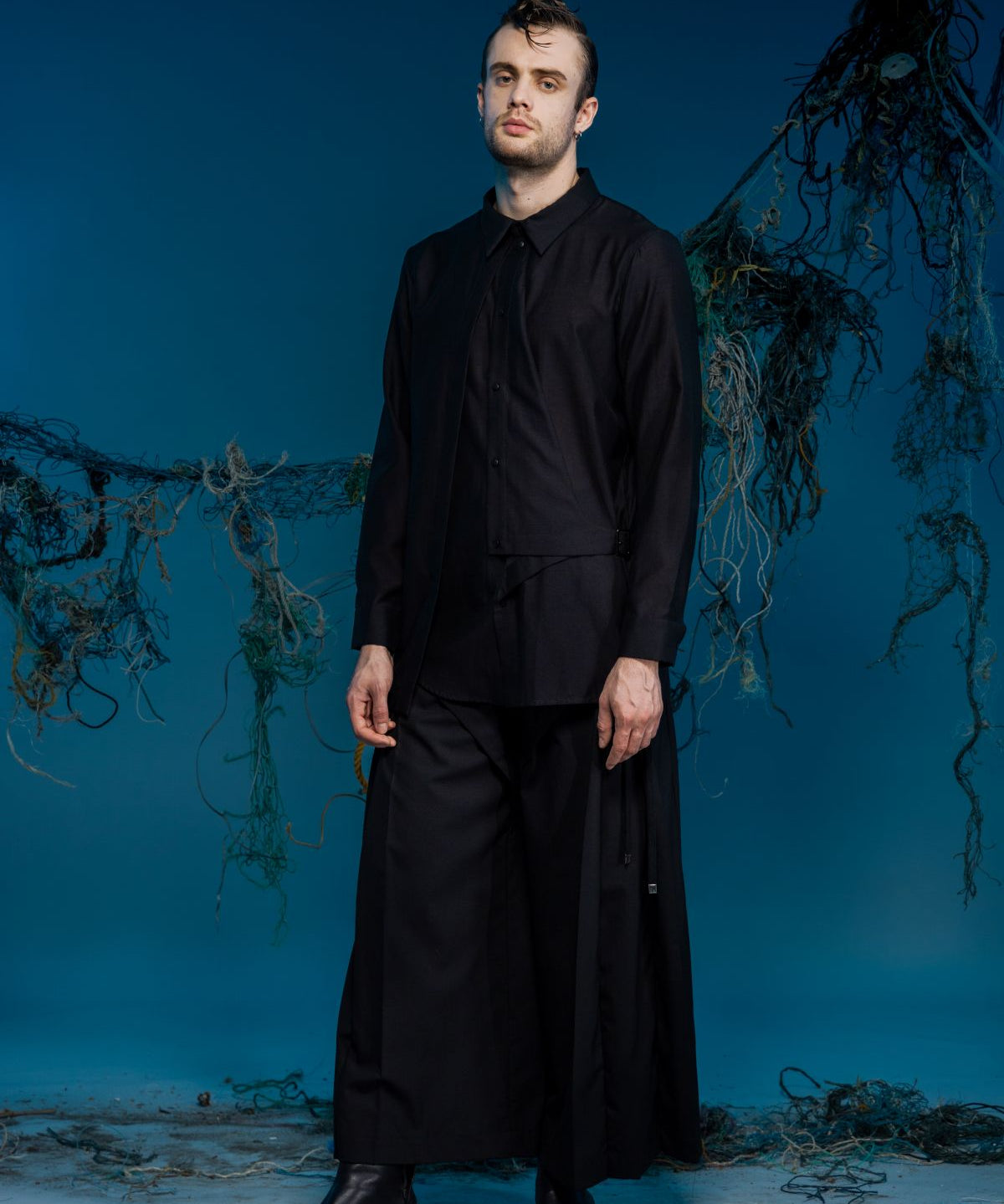 Asymmetrical Faux Two-Piece Shirt - Studio183