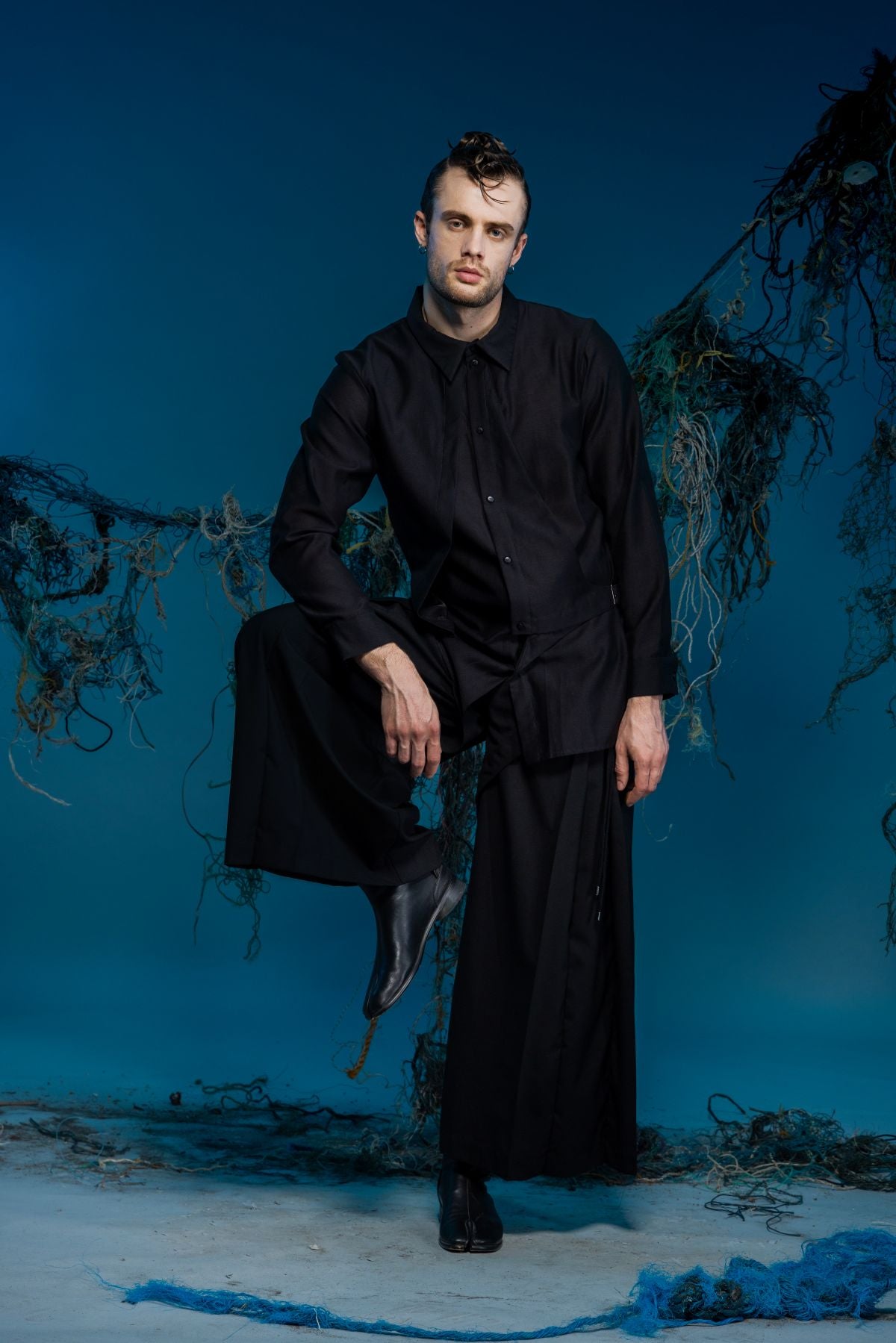 Asymmetrical Faux Two-Piece Shirt - Studio183