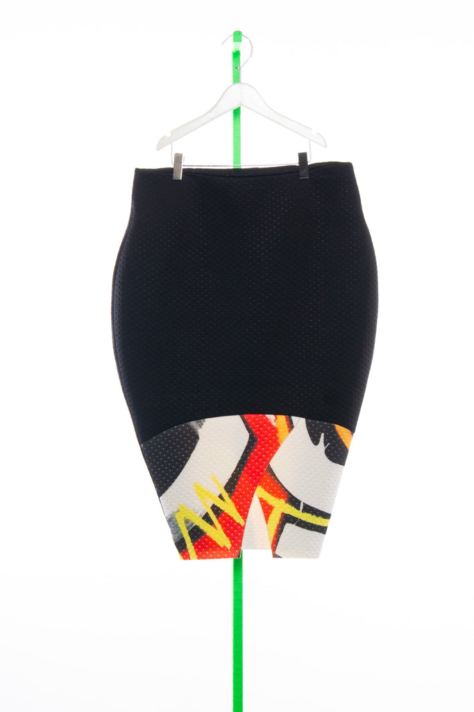 ZEFYRAS COLOR DESIGN BLACK PENCIL SKIRT