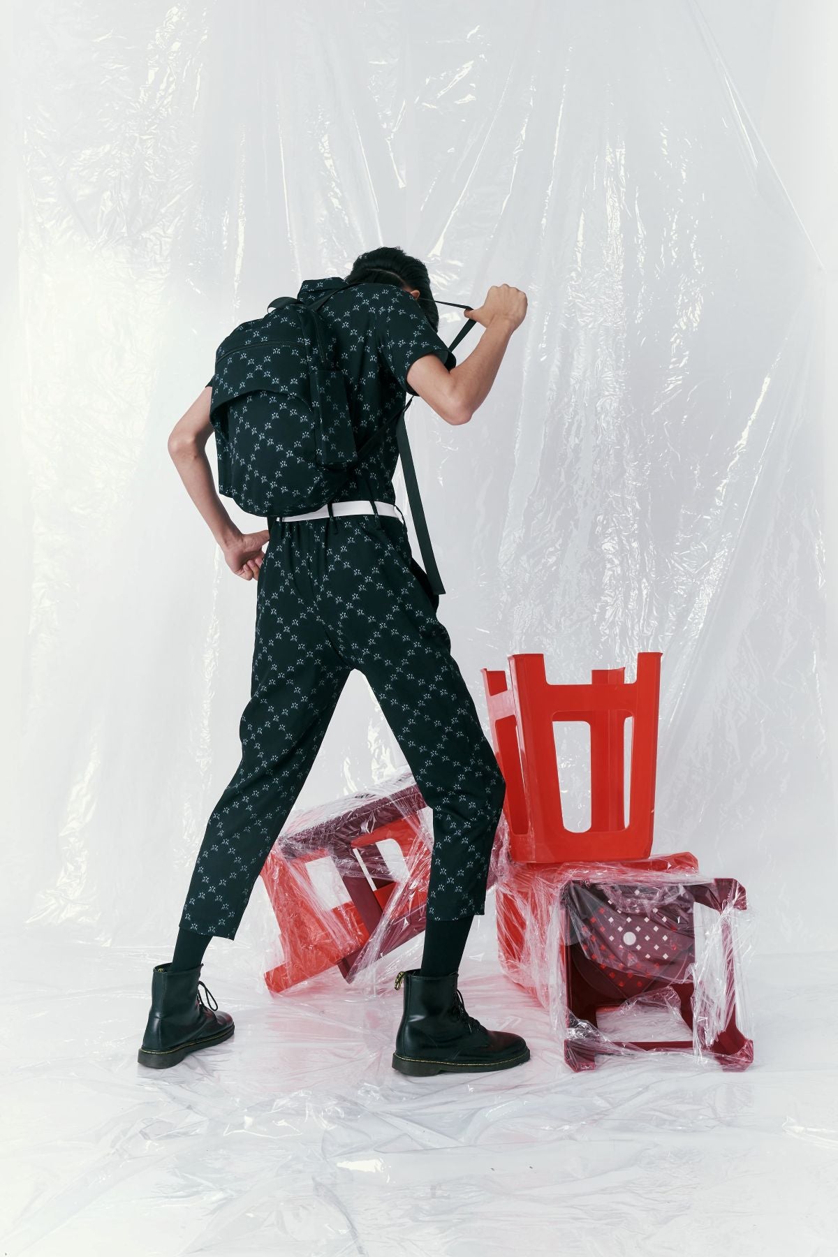 Classic Ban-Doh Print 'Blue and White Slippers' Backpack - Studio183