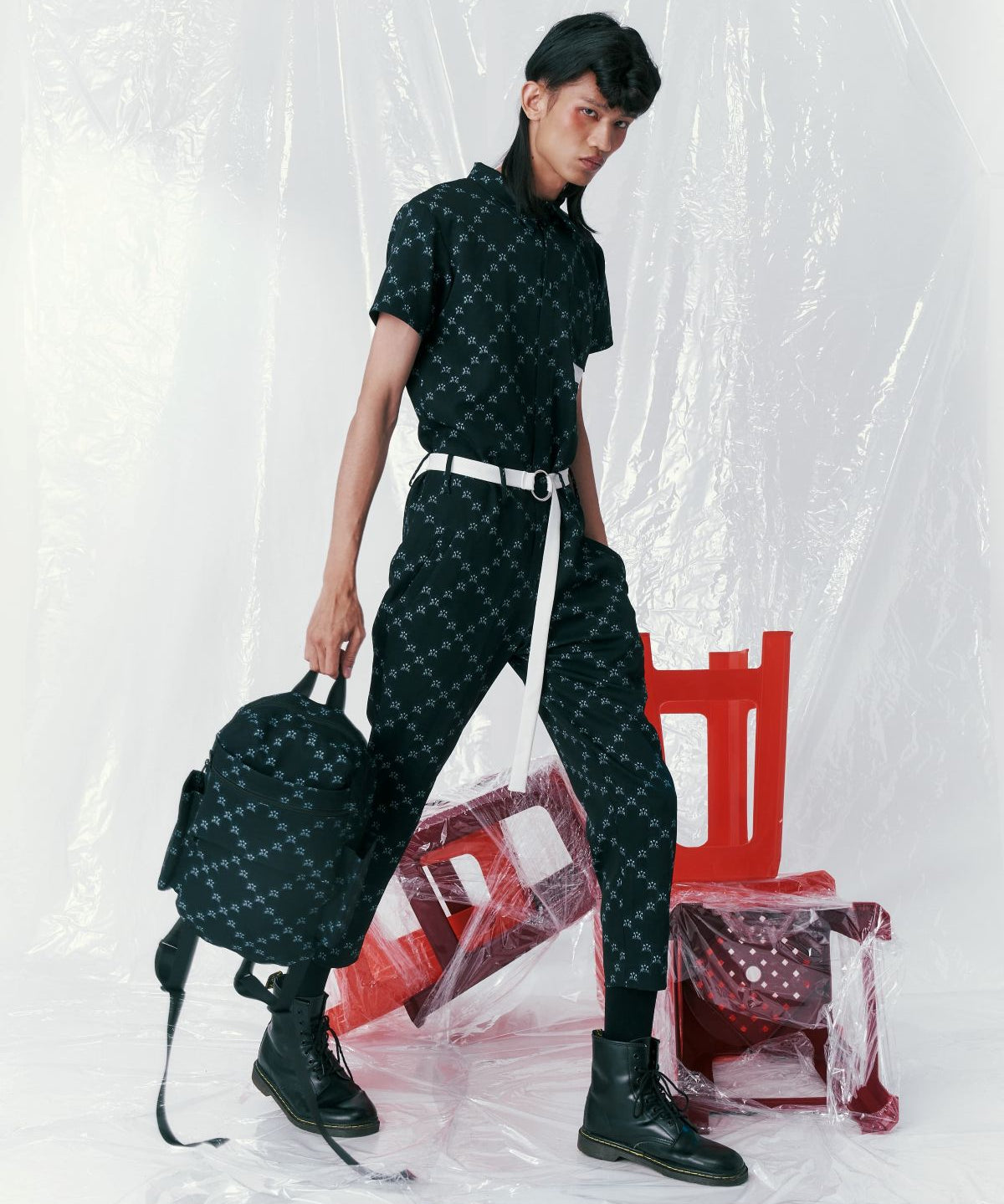 Classic Ban-Doh Print 'Blue and White Slippers' Backpack - Studio183
