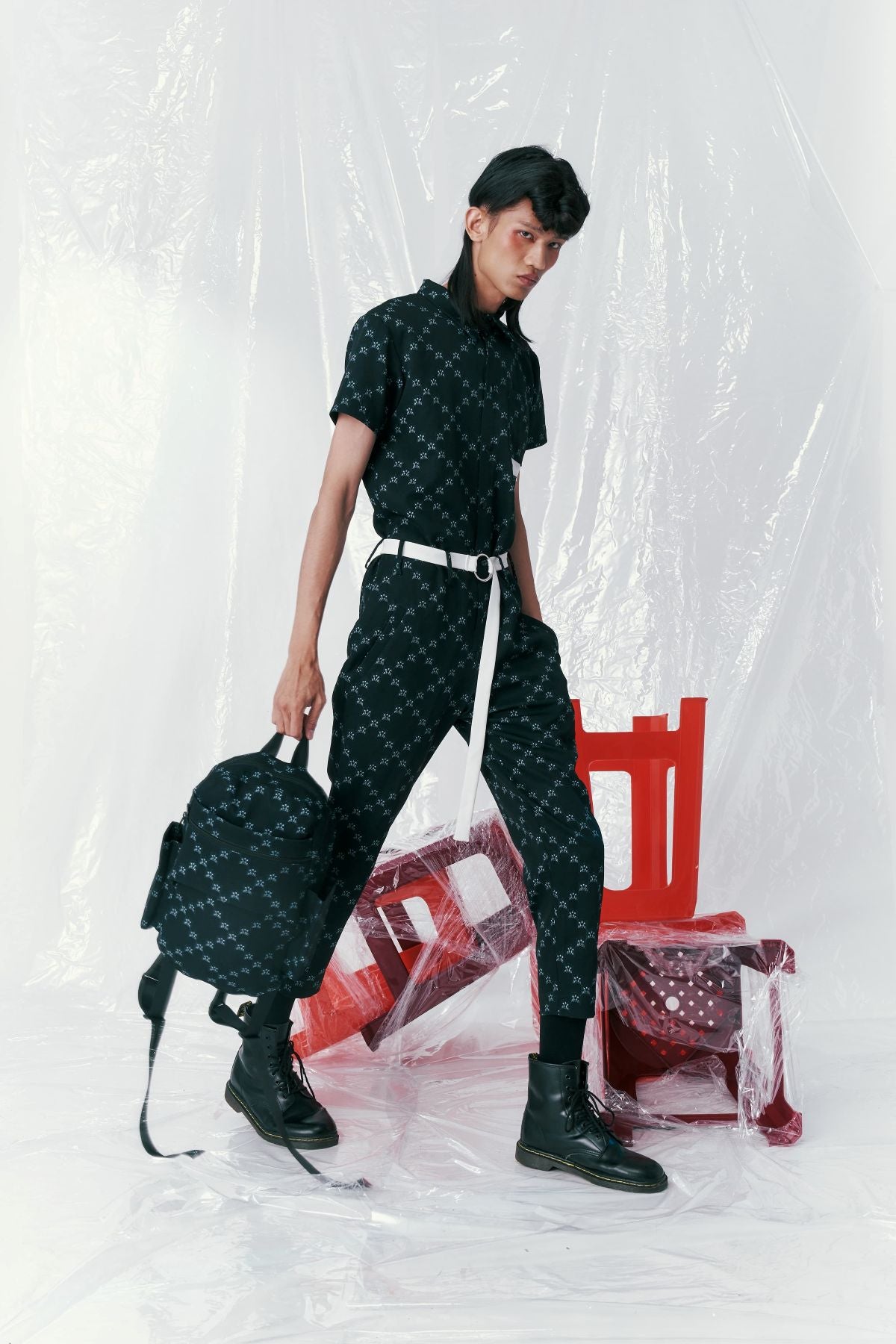 Classic Ban-Doh Print 'Blue and White Slippers' Backpack - Studio183