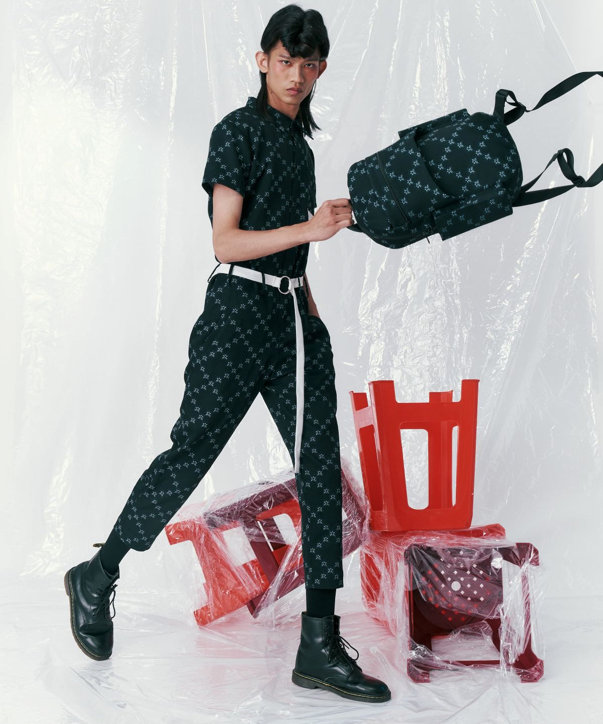 Classic Ban-Doh Print 'Blue and White Slippers' Backpack - Studio183