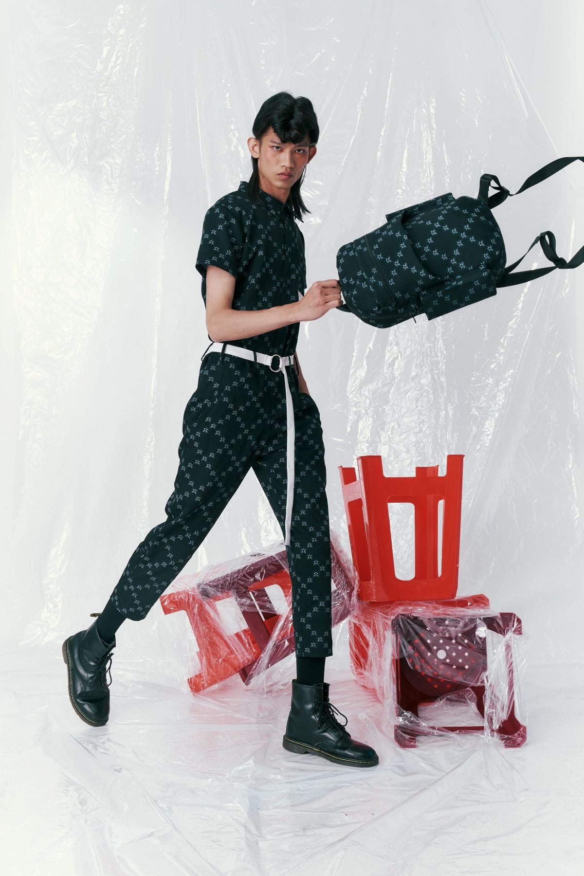 Classic Ban-Doh Print 'Blue and White Slippers' Backpack - Studio183