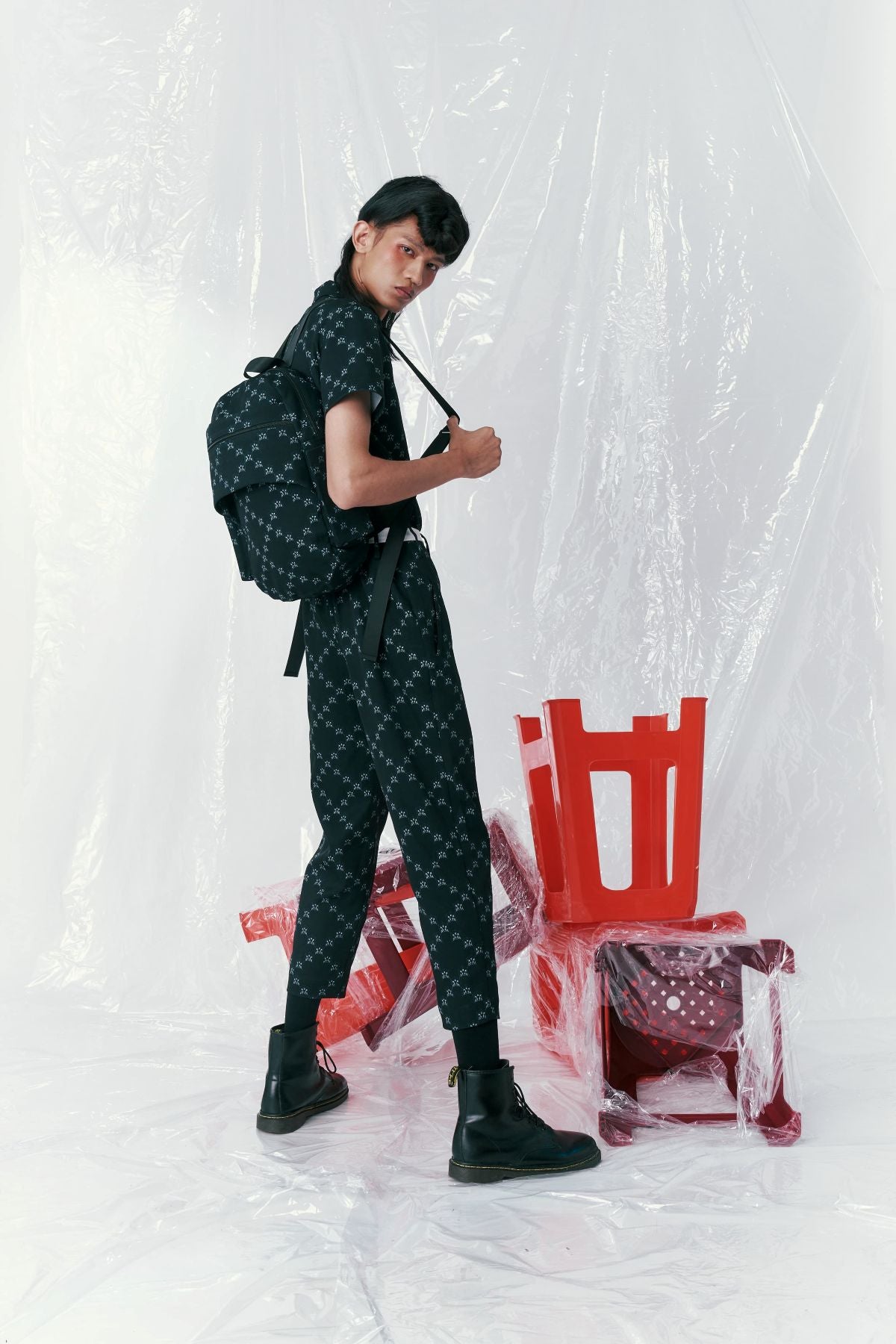 Classic Ban-Doh Print 'Blue and White Slippers' Backpack - Studio183