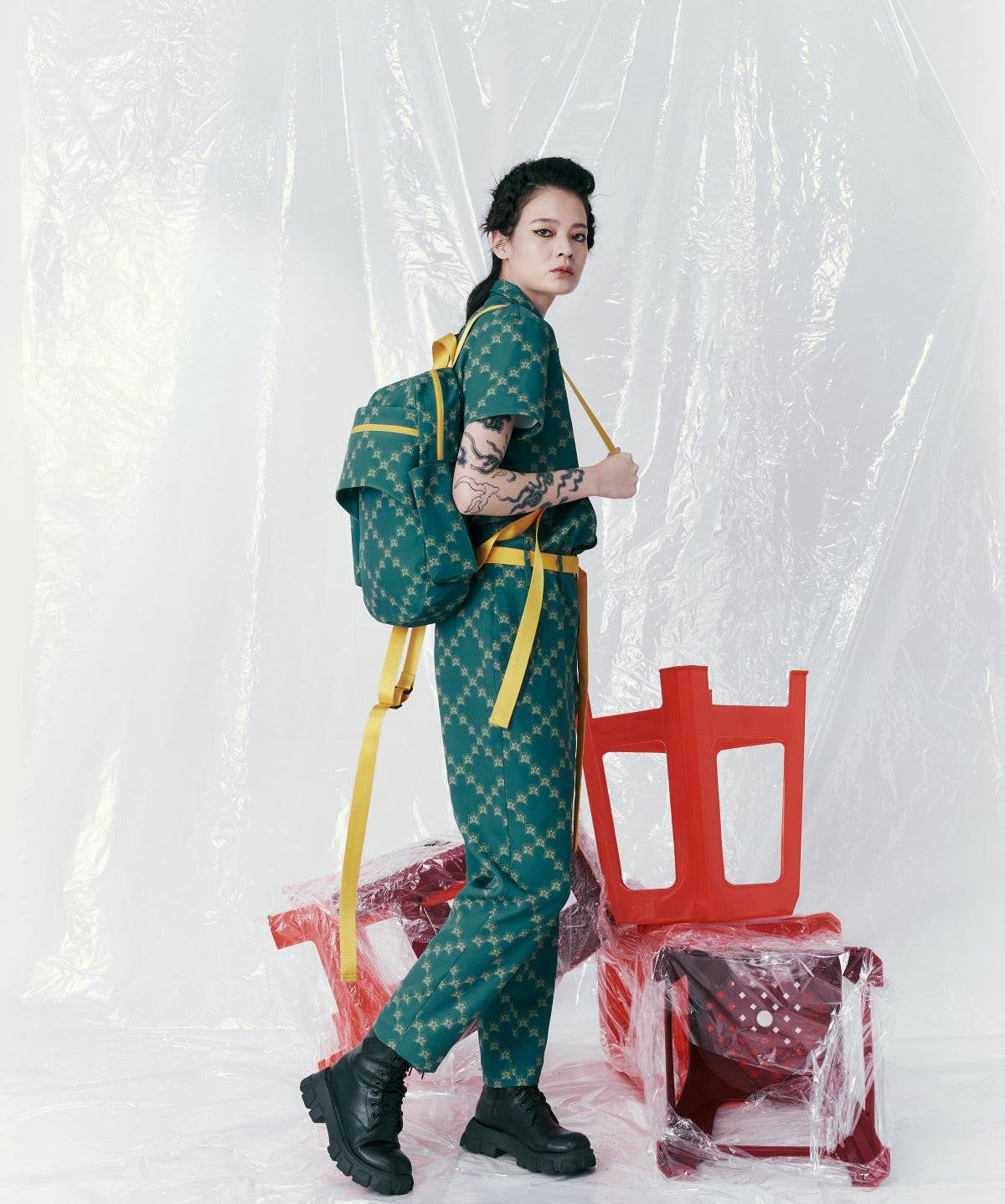 Classic Ban-Doh Print 'Blue and White Slippers' Backpack - Studio183