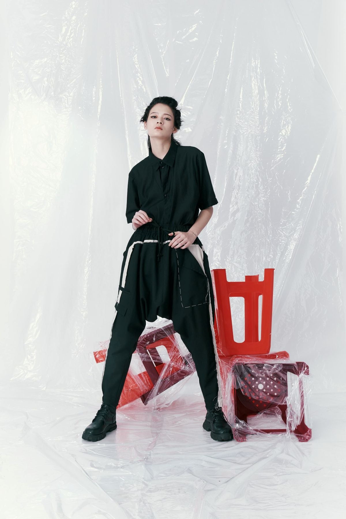 Deconstructed Multi-Pocket Contour Low-Rise Pants - Studio183