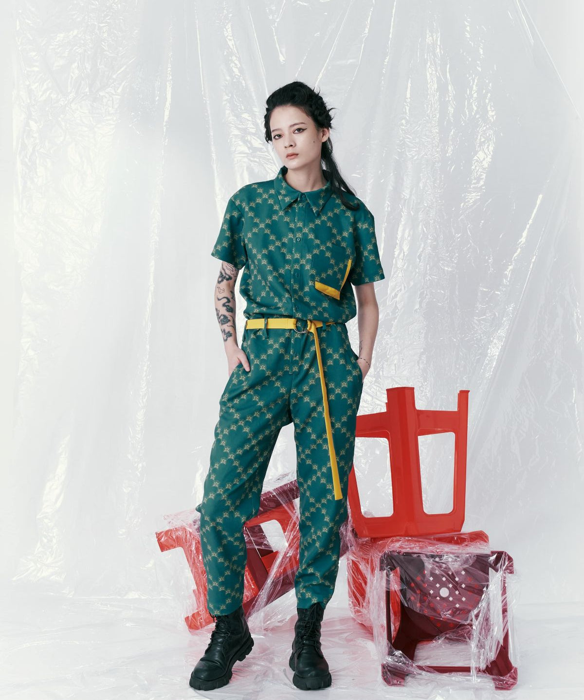 Ban-Doh Print Short-Sleeved Jumpsuit - Studio183