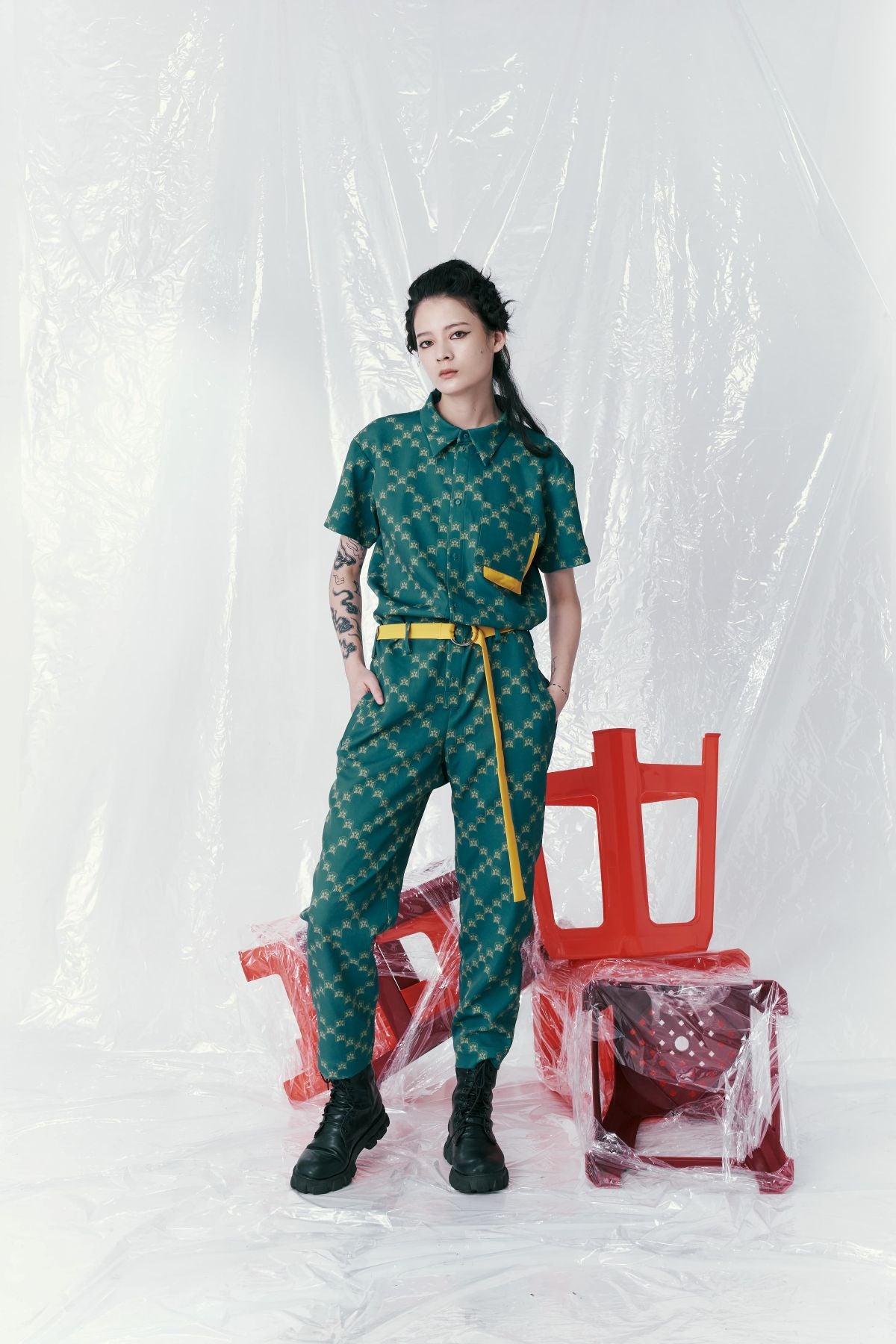 Ban-Doh Print Short-Sleeved Jumpsuit - Studio183