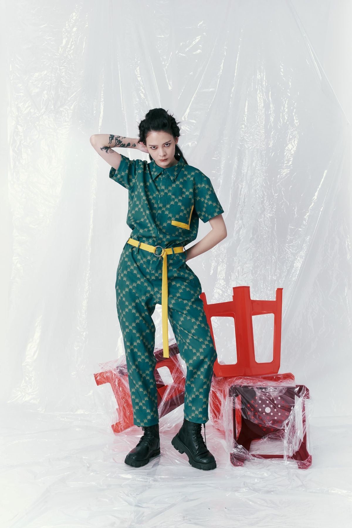 Ban-Doh Print Short-Sleeved Jumpsuit - Studio183
