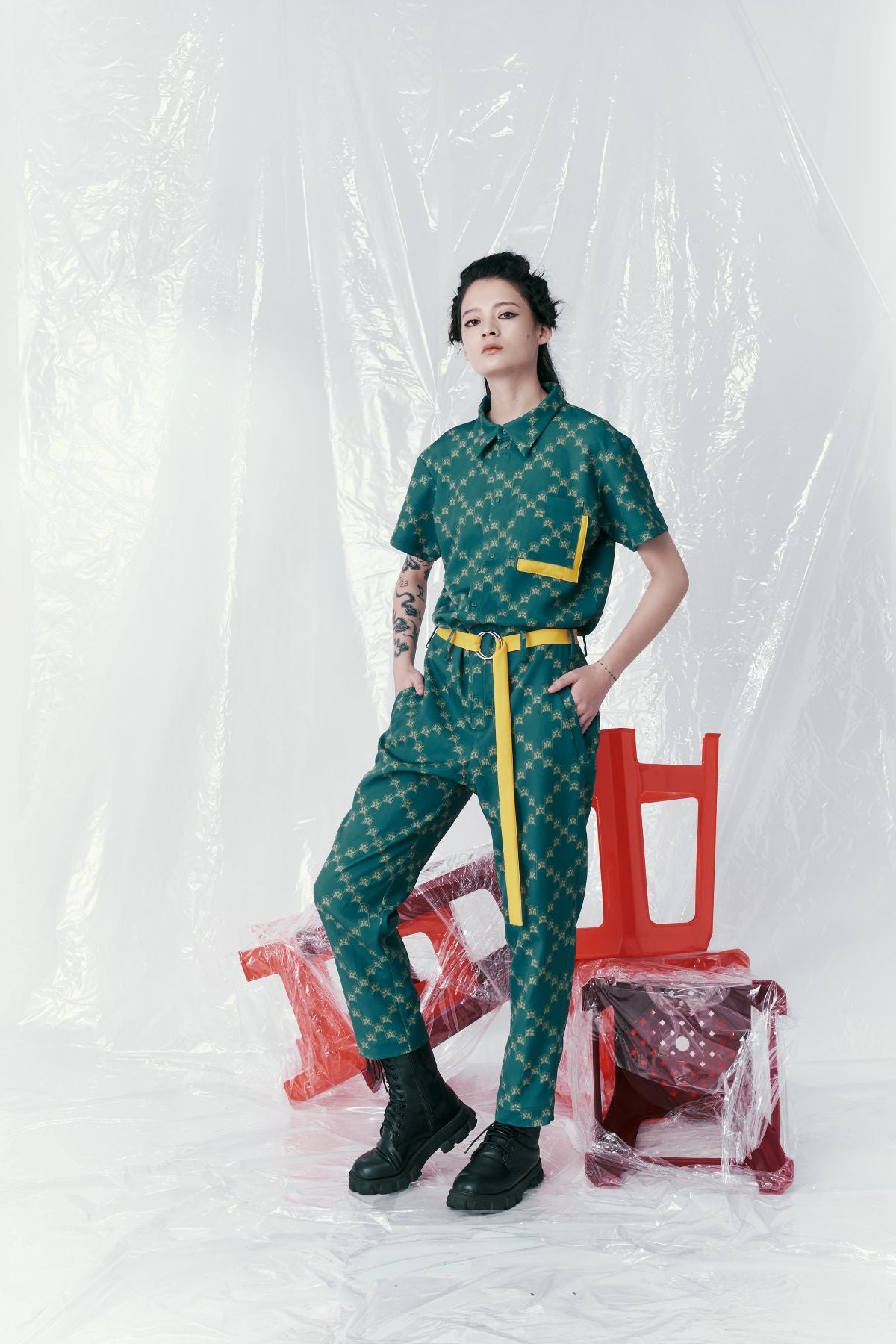 Ban-Doh Print Short-Sleeved Jumpsuit - Studio183