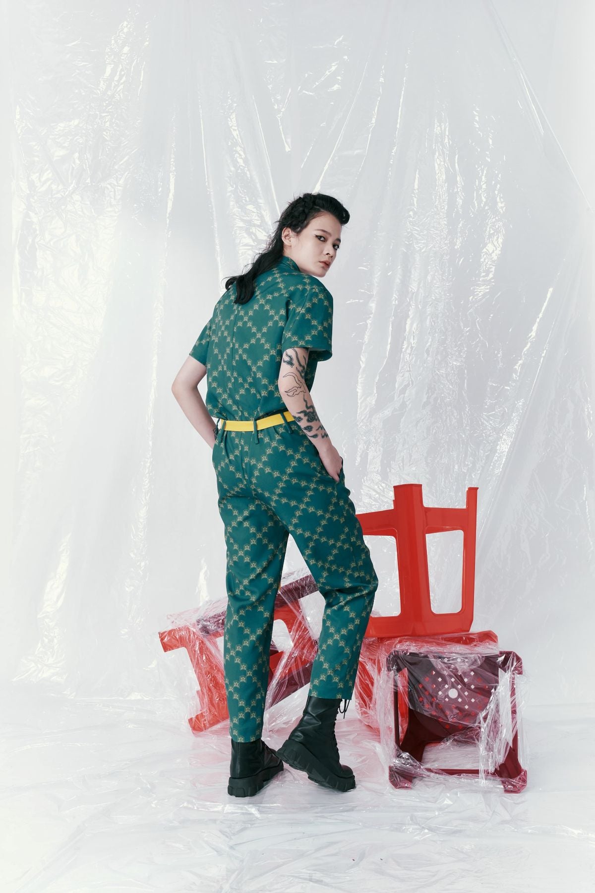 Ban-Doh Print Short-Sleeved Jumpsuit - Studio183