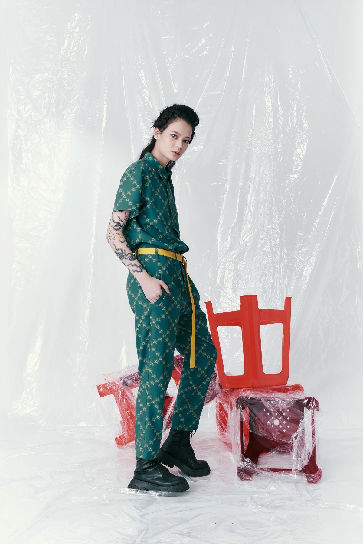 Ban-Doh Print Short-Sleeved Jumpsuit - Studio183