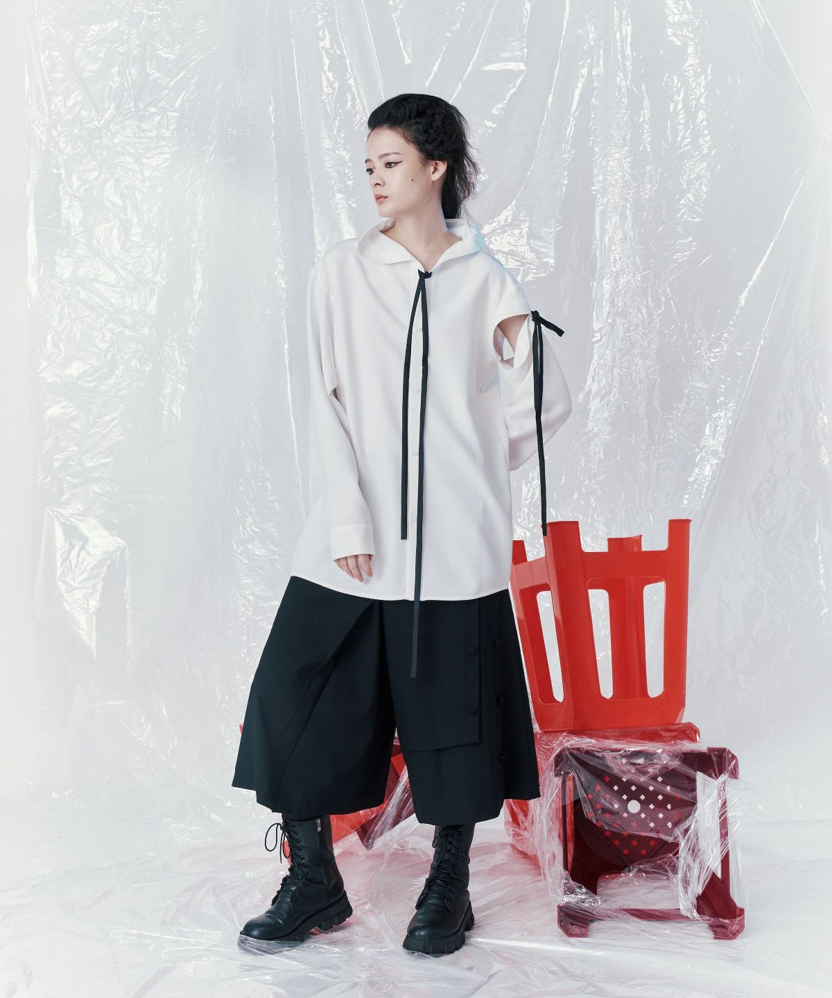 Arm Deconstructed Ribbon Shirt - Studio183