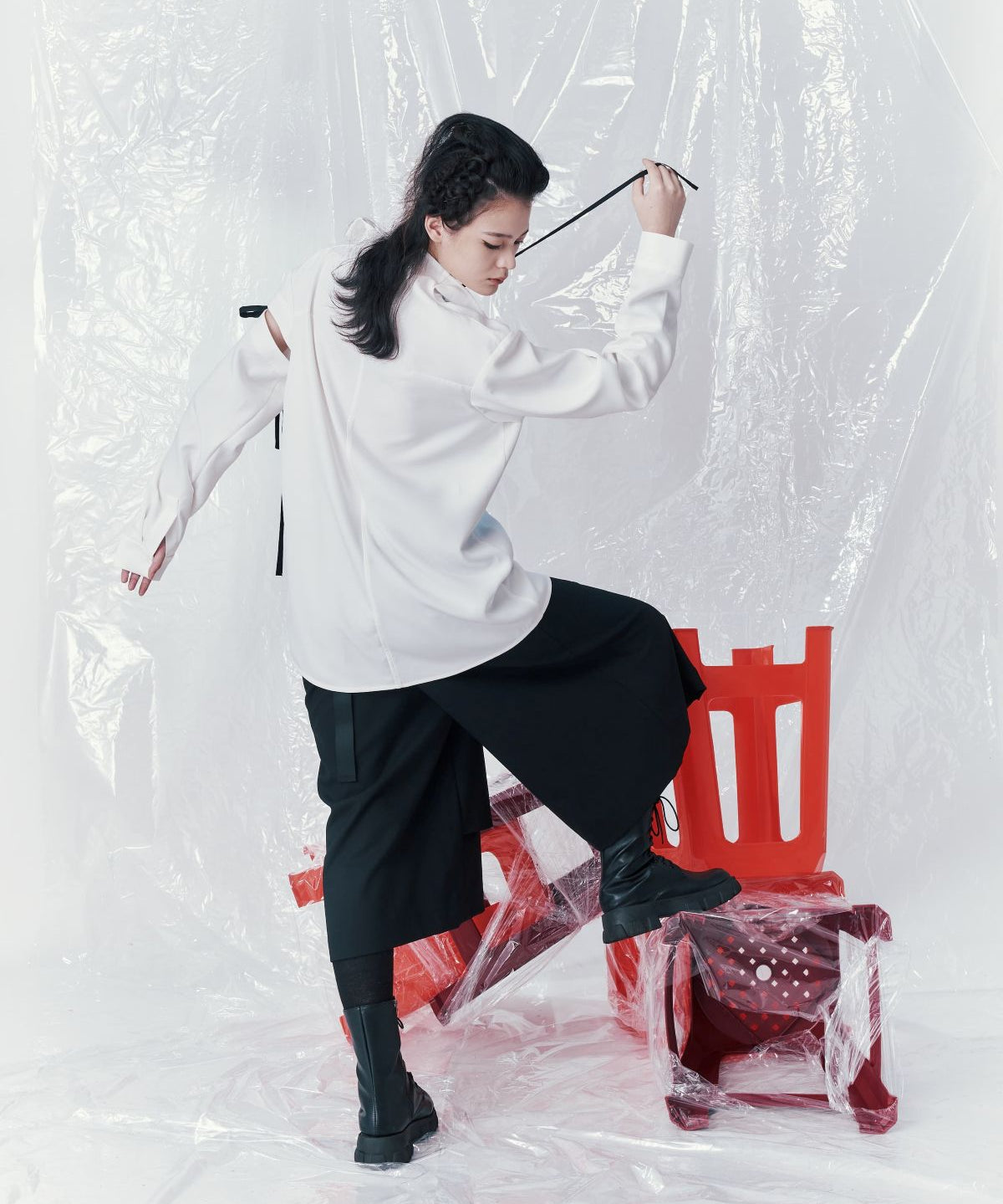 Arm Deconstructed Ribbon Shirt - Studio183
