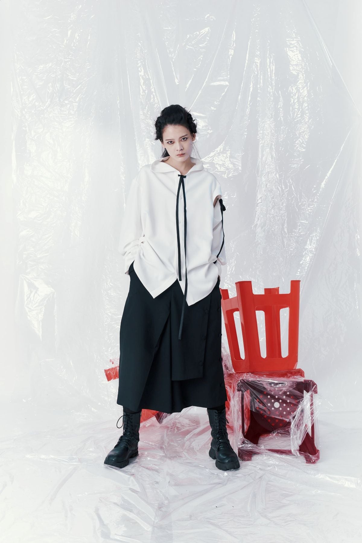 Arm Deconstructed Ribbon Shirt - Studio183