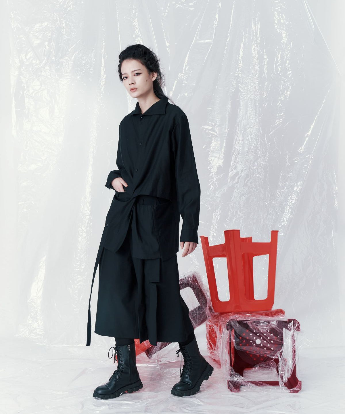 Deconstructed Placket Cutout Shirt - Studio183