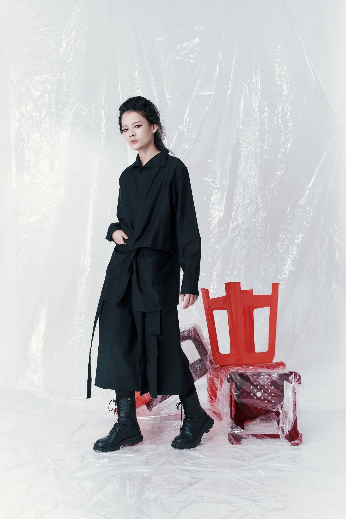Deconstructed Placket Cutout Shirt - Studio183