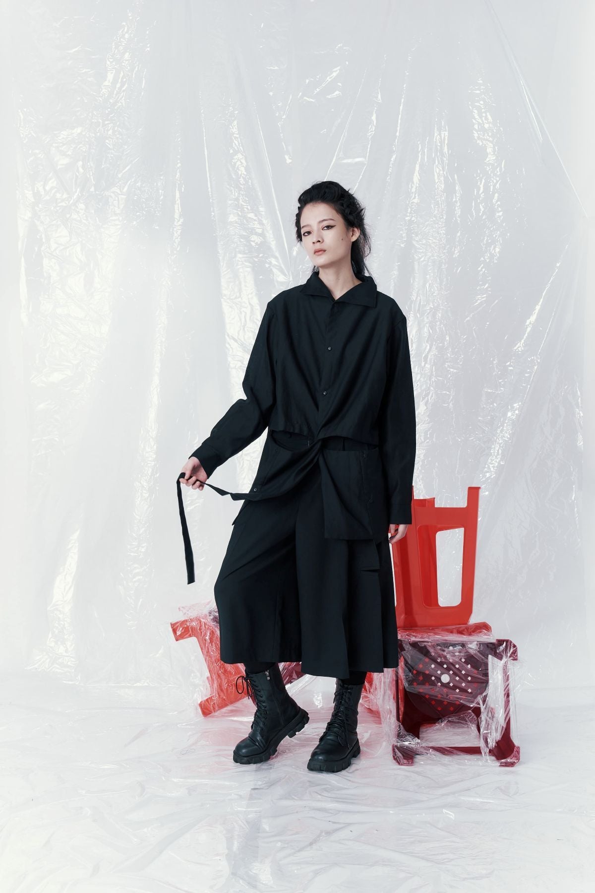 Deconstructed Placket Cutout Shirt - Studio183