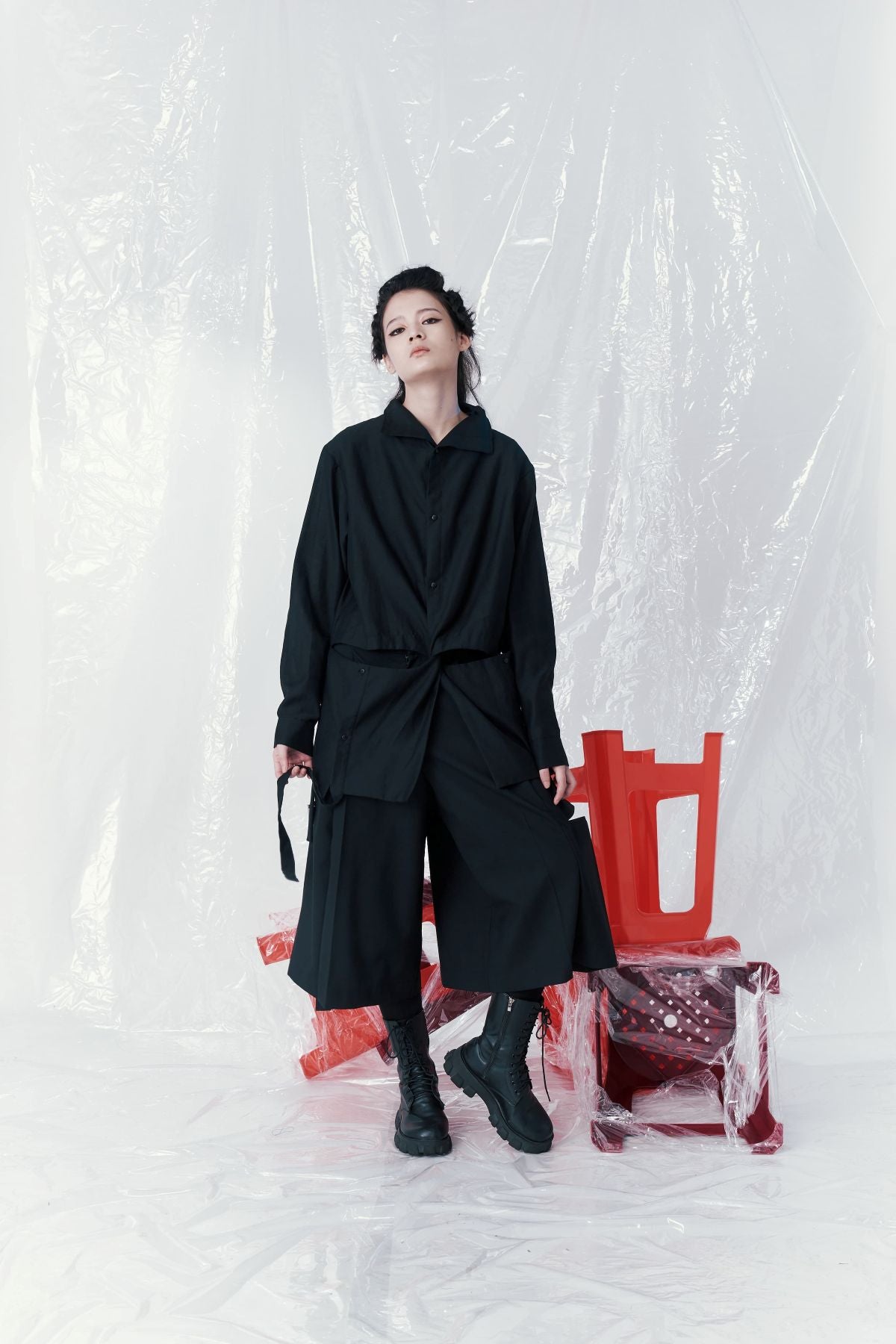 Deconstructed Placket Cutout Shirt - Studio183