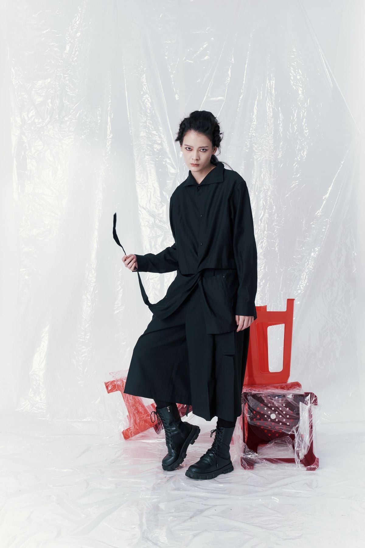 Deconstructed Placket Cutout Shirt - Studio183
