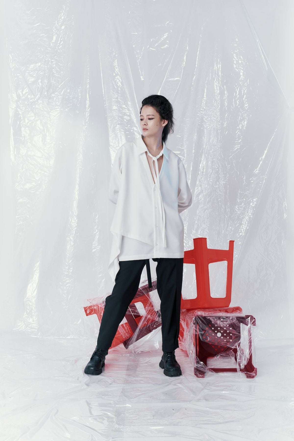 Tie-collar Deconstructed Shirt - Studio183
