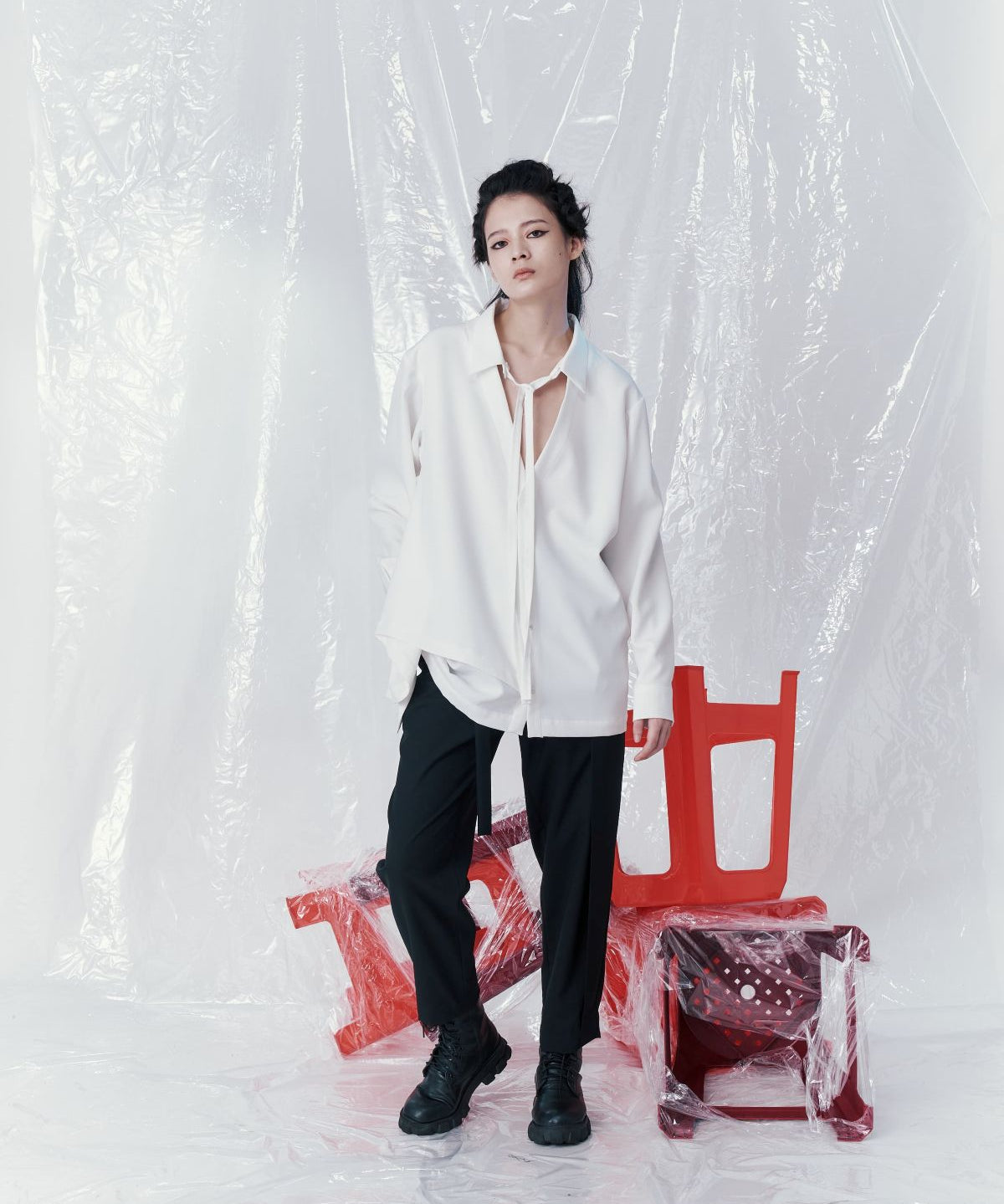 Tie-collar Deconstructed Shirt - Studio183