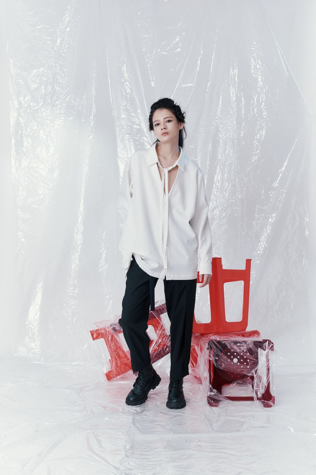 Tie-collar Deconstructed Shirt - Studio183