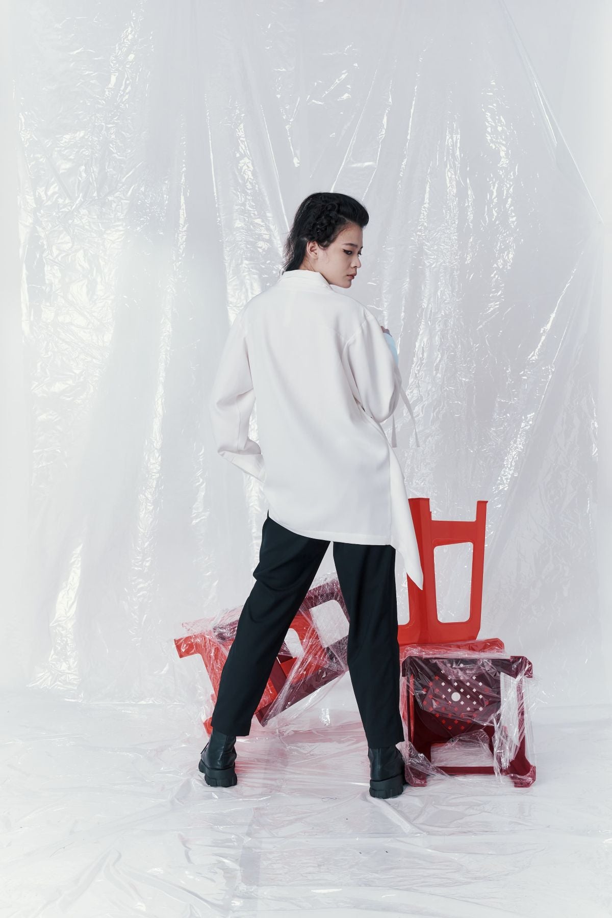 Tie-collar Deconstructed Shirt - Studio183