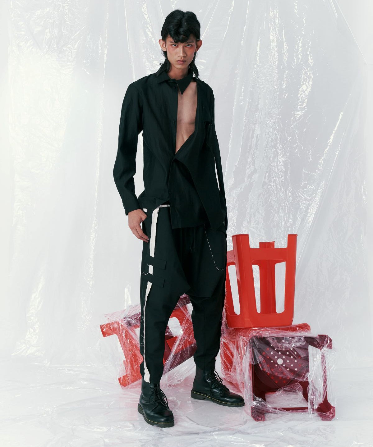 Asymmetrical Placket Deconstructed Shirt - Studio183