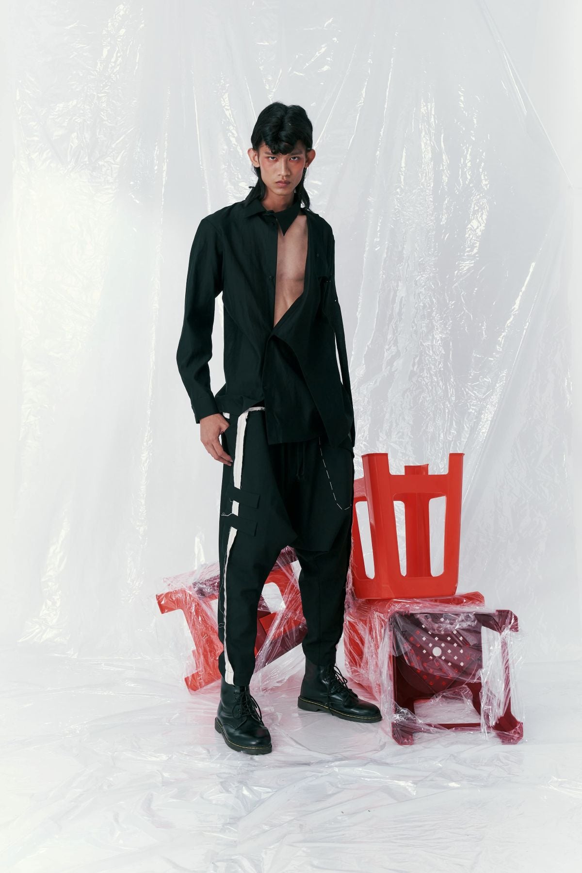 Asymmetrical Placket Deconstructed Shirt - Studio183