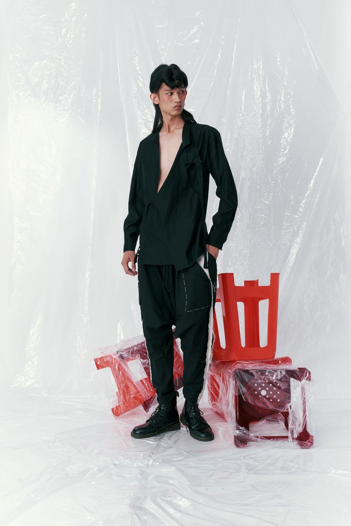 Asymmetrical Placket Deconstructed Shirt - Studio183