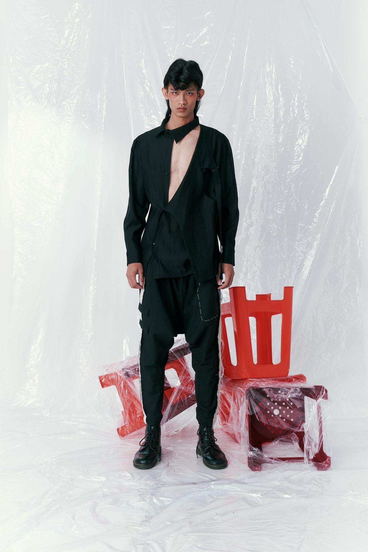 Asymmetrical Placket Deconstructed Shirt - Studio183