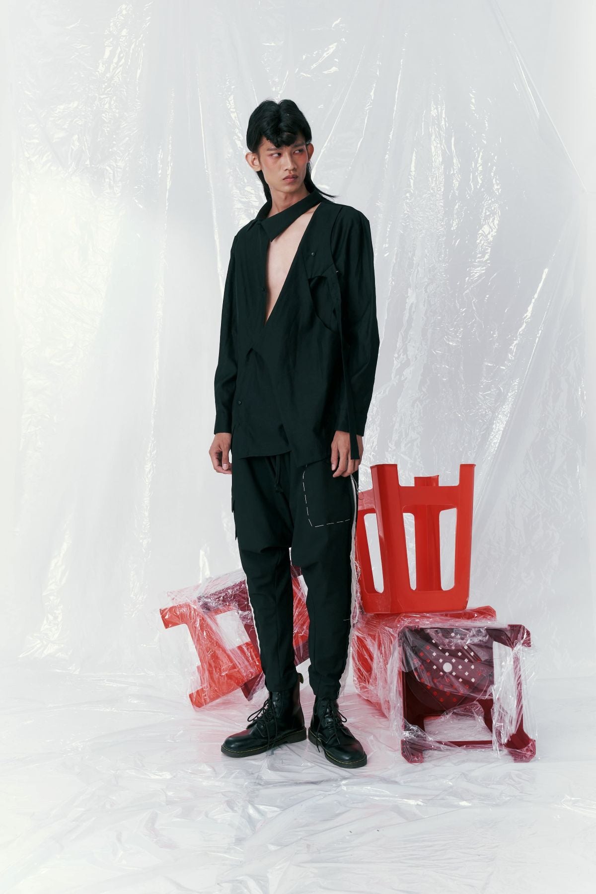 Asymmetrical Placket Deconstructed Shirt - Studio183