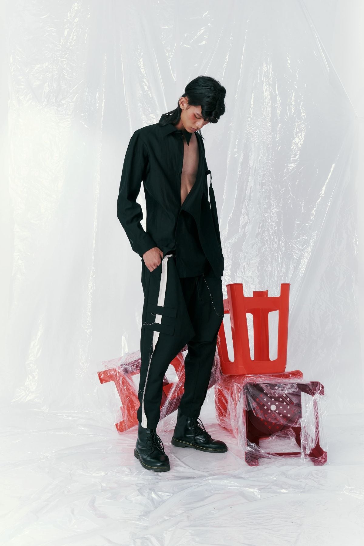 Asymmetrical Placket Deconstructed Shirt - Studio183