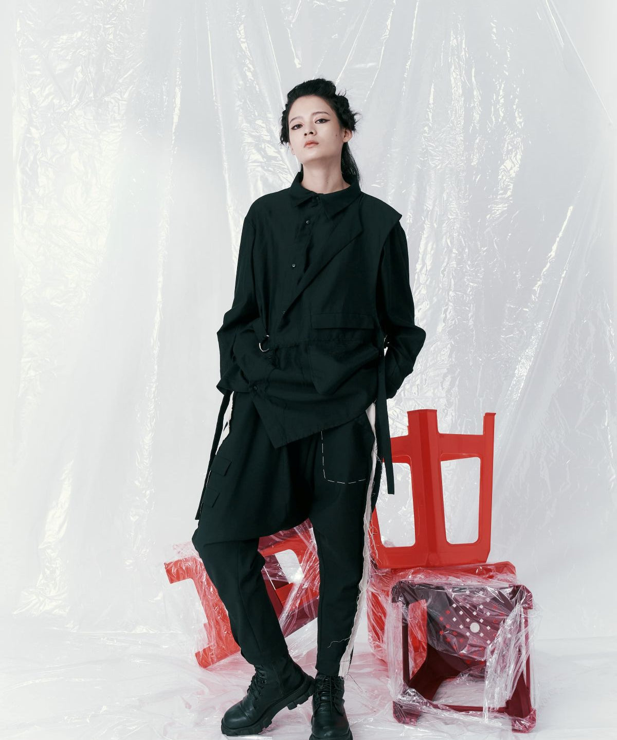 Deconstructed Flap Buckle Shirt - Studio183