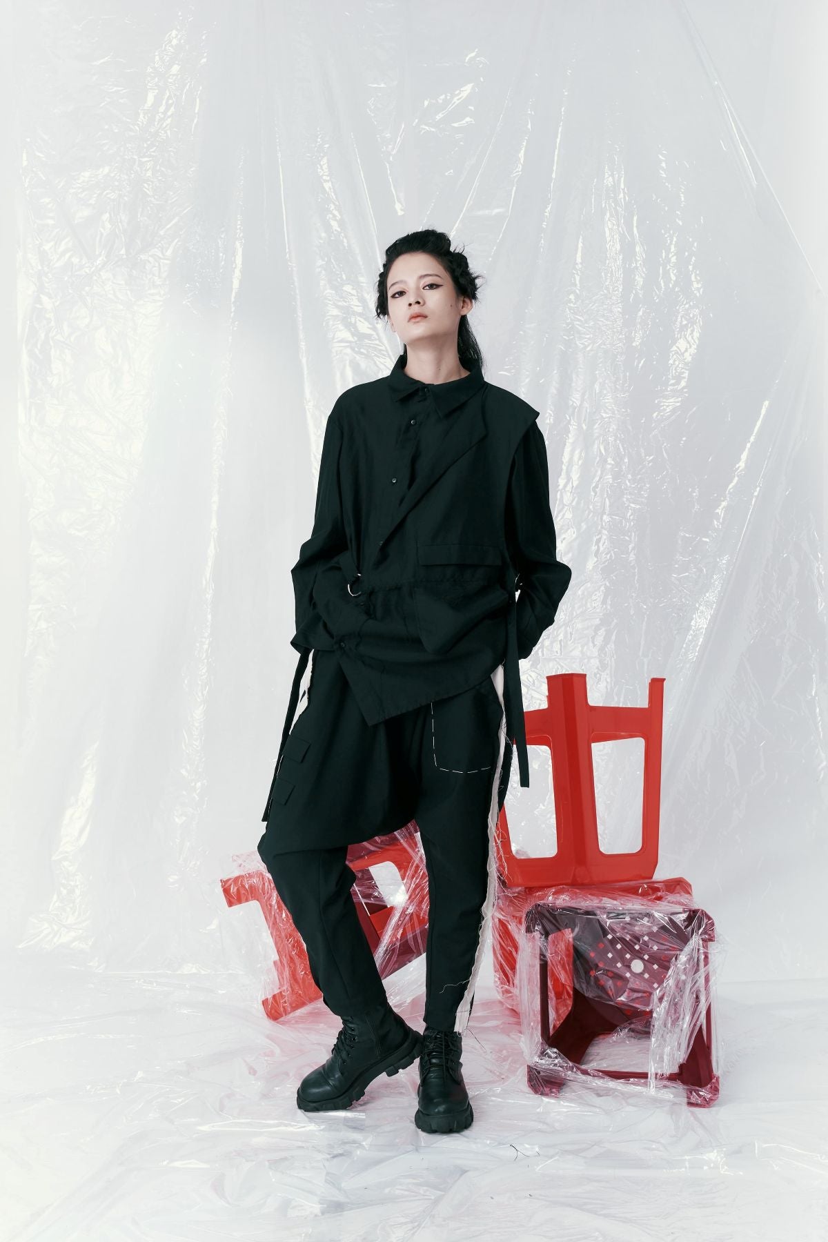 Deconstructed Flap Buckle Shirt - Studio183