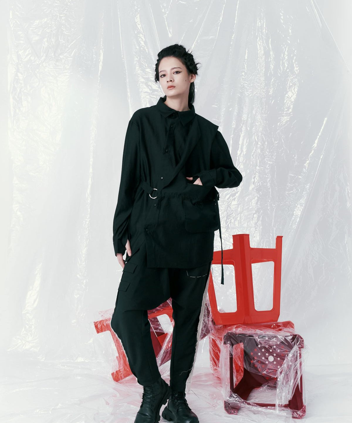 Deconstructed Flap Buckle Shirt - Studio183