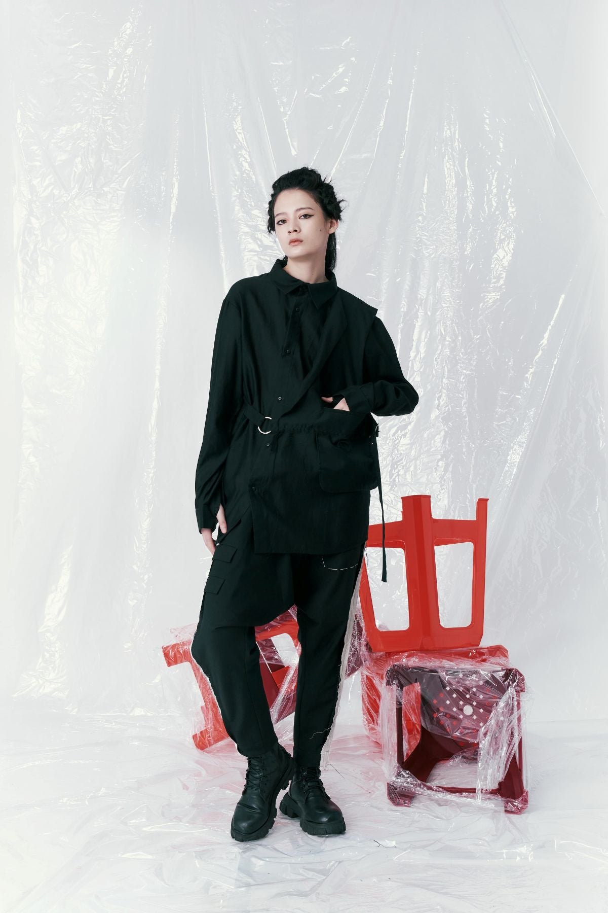 Deconstructed Flap Buckle Shirt - Studio183